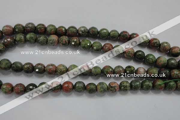 CUG302 15.5 inches 8mm faceted round unakite gemstone beads