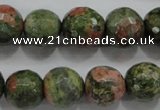 CUG303 15.5 inches 10mm faceted round unakite gemstone beads