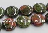 CUG50 16 inches 15mm flat round natural unakite gemstone beads wholesale