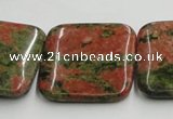 CUG51 16 inches 30*30mm square natural unakite gemstone beads wholesale