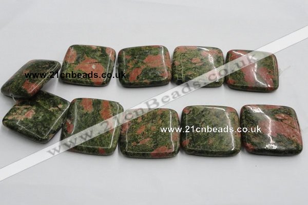 CUG52 16 inches 40*40mm square natural unakite gemstone beads wholesale