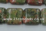 CUG60 16 inches 20*20mm square natural unakite gemstone beads wholesale