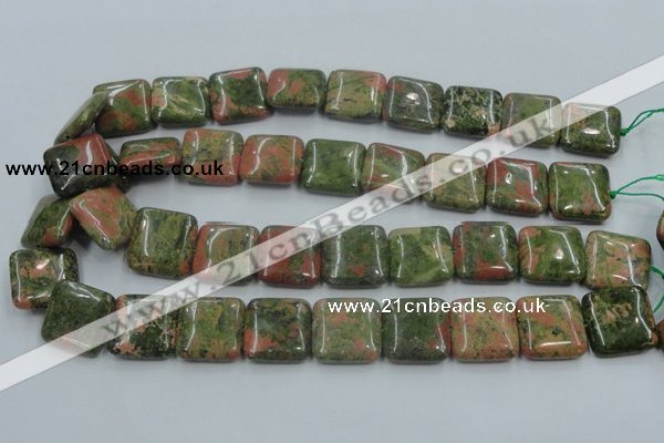 CUG60 16 inches 20*20mm square natural unakite gemstone beads wholesale