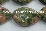 CUG64 16 inches 22*30mm twisted leaf natural unakite beads wholesale