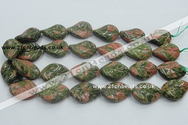 CUG64 16 inches 22*30mm twisted leaf natural unakite beads wholesale