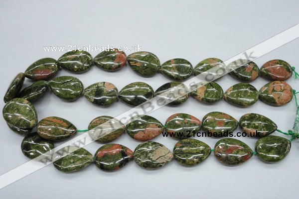 CUG70 15.5 inches 18*25mm flat teardrop unakite gemstone beads