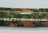 CUG72 15.5 inches 22*30mm flat tube unakite gemstone beads