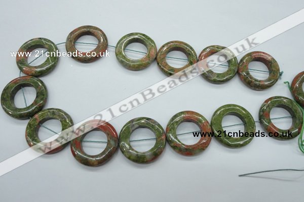CUG76 15.5 inches 30mm donut unakite gemstone beads wholesale