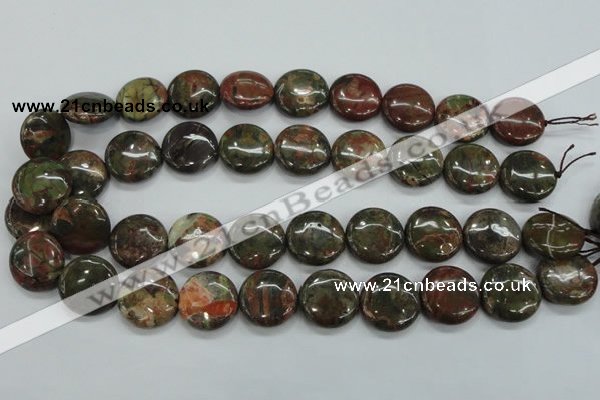 CUJ01 15.5 inches 20mm flat round autumn jasper gemstone beads