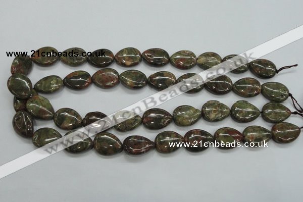 CUJ04 15.5 inches 15*20mm flat teardrop autumn jasper gemstone beads