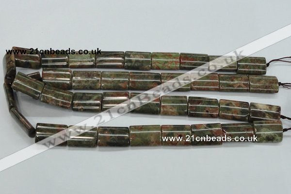 CUJ08 15.5 inches 15*20mm flat tube autumn jasper gemstone beads
