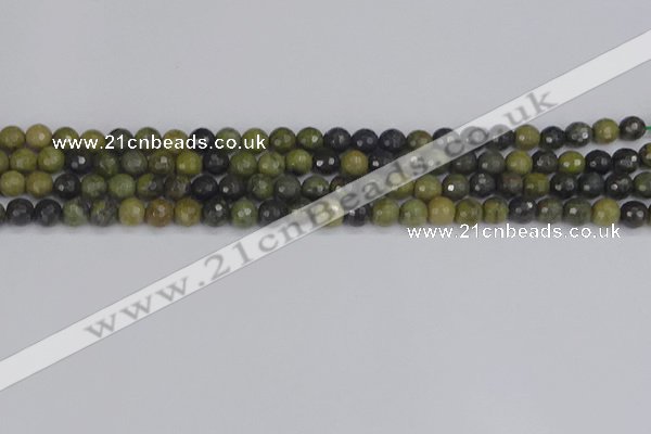 CUJ100 15.5 inches 4mm faceted round African green autumn jasper beads