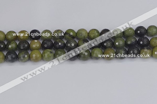 CUJ104 15.5 inches 12mm faceted round African green autumn jasper beads