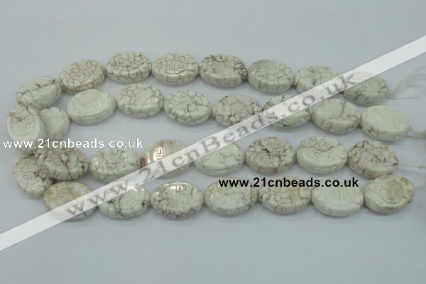 CWB01 15.5 inches 18*25mm carved oval natural white howlite gemstone beads