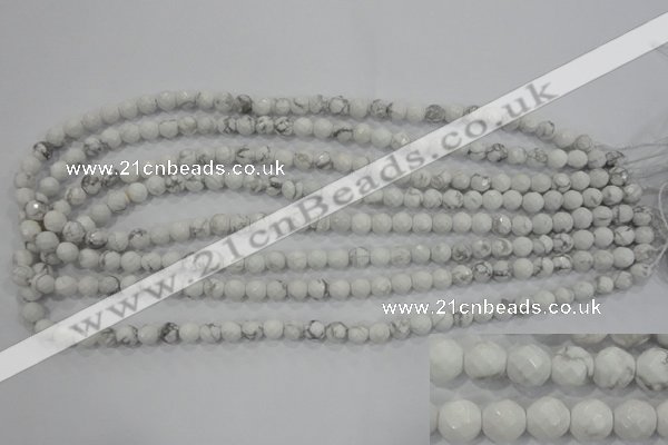 CWB211 15.5 inches 6mm faceted round natural white howlite beads