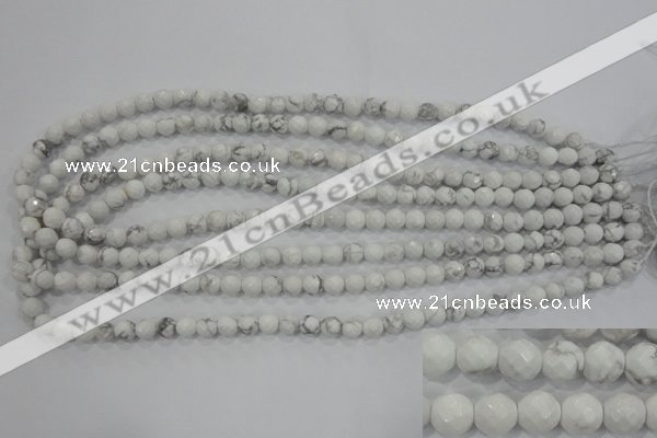 CWB211 15.5 inches 6mm faceted round natural white howlite beads