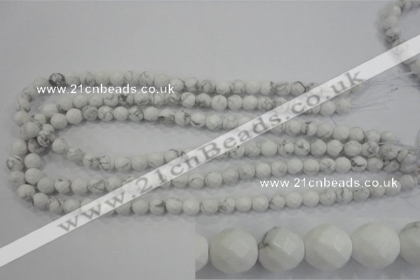 CWB212 15.5 inches 8mm faceted round natural white howlite beads