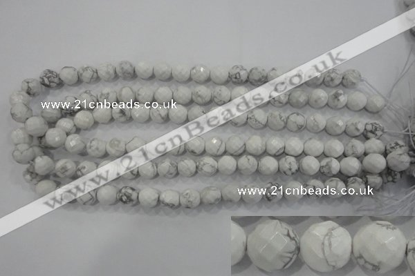 CWB213 15.5 inches 10mm faceted round natural white howlite beads