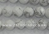 CWB214 15.5 inches 12mm faceted round natural white howlite beads