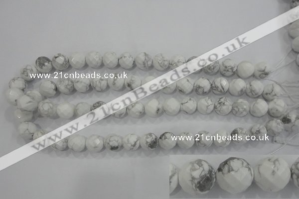 CWB214 15.5 inches 12mm faceted round natural white howlite beads