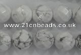 CWB215 15.5 inches 14mm faceted round natural white howlite beads