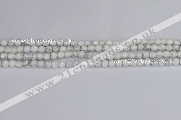 CWB230 15.5 inches 4mm faceted round white howlite beads