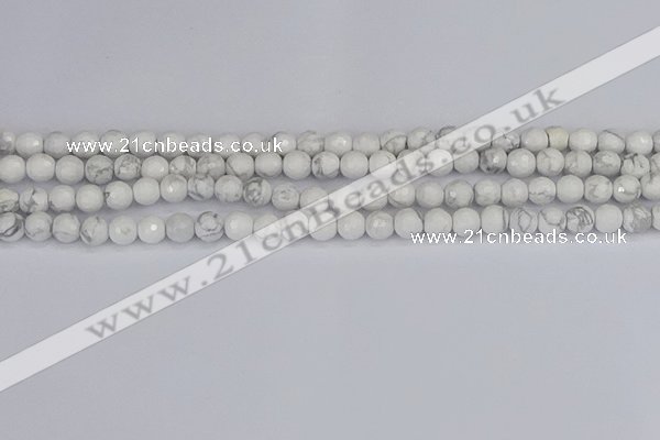 CWB231 15.5 inches 6mm faceted round white howlite beads