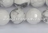 CWB235 15.5 inches 14mm faceted round white howlite beads