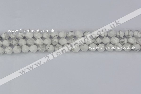 CWB239 15.5 inches 8mm faceted nuggets white howlite beads