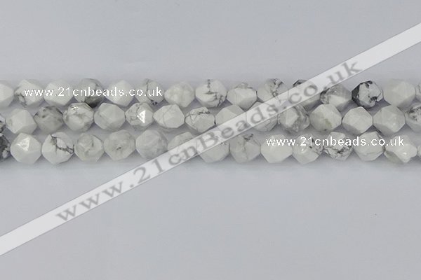 CWB240 15.5 inches 10mm faceted nuggets white howlite beads