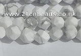 CWB244 15.5 inches 6mm faceted nuggets matte white howlite beads