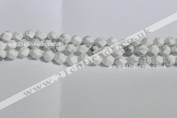 CWB245 15.5 inches 8mm faceted nuggets matte white howlite beads