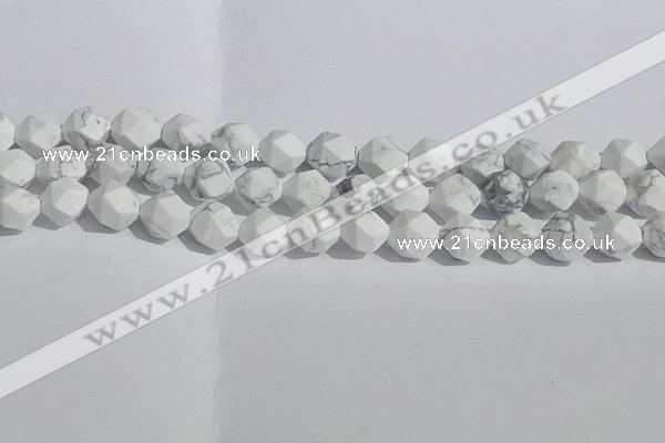 CWB246 15.5 inches 10mm faceted nuggets matte white howlite beads