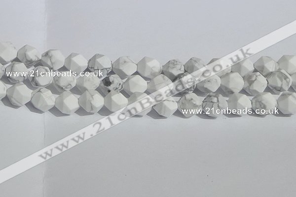 CWB247 15.5 inches 12mm faceted nuggets matte white howlite beads