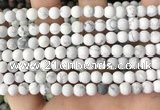 CWB251 15.5 inches 6mm round matte white howlite beads wholesale