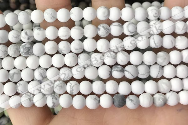 CWB251 15.5 inches 6mm round matte white howlite beads wholesale