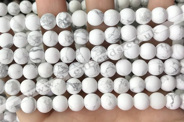 CWB252 15.5 inches 8mm round matte white howlite beads wholesale