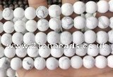 CWB253 15.5 inches 10mm round matte white howlite beads wholesale