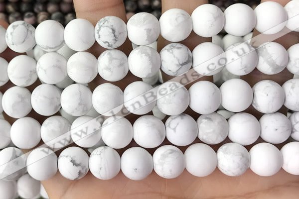 CWB253 15.5 inches 10mm round matte white howlite beads wholesale