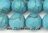 CWB261 15 inches 8mm faceted round howlite turquoise beads