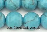 CWB262 15 inches 10mm faceted round howlite turquoise beads