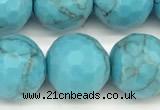 CWB263 15 inches 12mm faceted round howlite turquoise beads