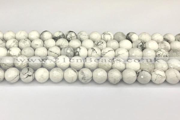 CWB266 15 inches 8mm faceted round howlite turquoise beads