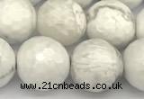 CWB268 15 inches 12mm faceted round howlite turquoise beads