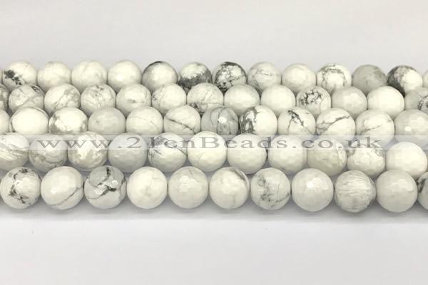 CWB268 15 inches 12mm faceted round howlite turquoise beads