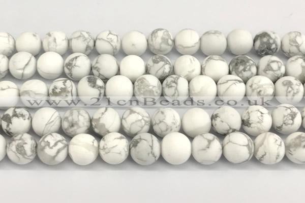 CWB274 15 inches 12mm round matte howlite turquoise beads