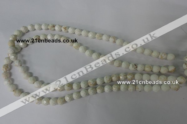 CWB300 15.5 inches 4mm faceted round howlite turquoise beads