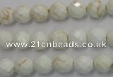 CWB302 15.5 inches 8mm faceted round howlite turquoise beads