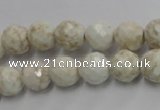 CWB303 15.5 inches 10mm faceted round howlite turquoise beads