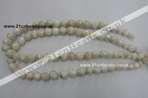 CWB303 15.5 inches 10mm faceted round howlite turquoise beads